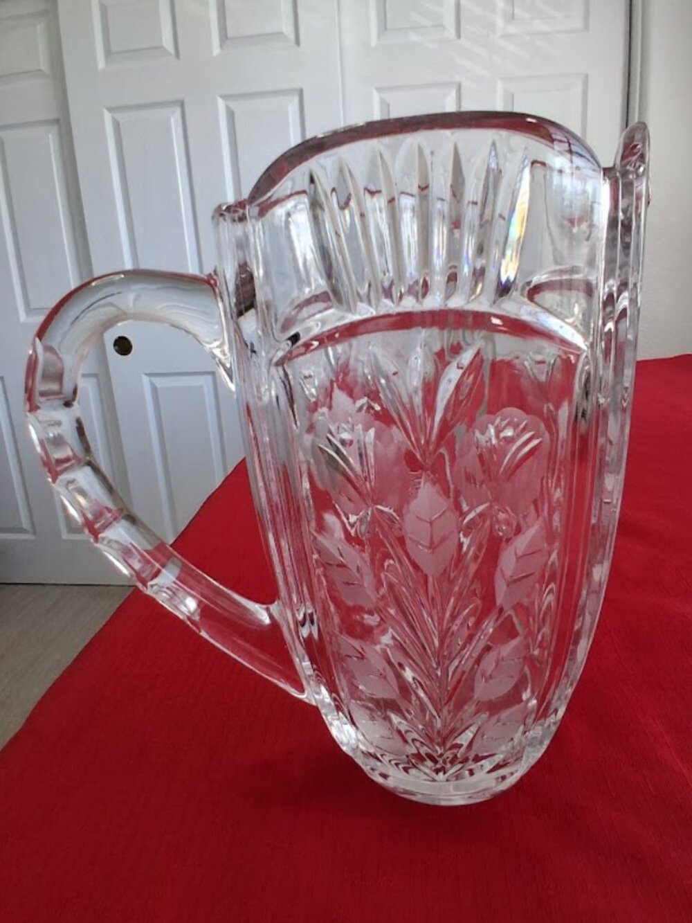 Vintage Darlington 48 oz. Crystal Glass Pitcher with Floral Design